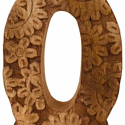 Hand Carved Wooden Flower Letter O