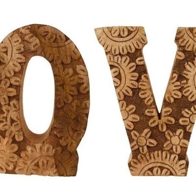 Letras de flores de madera talladas a mano amor