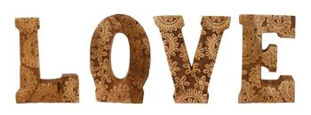 Lettres de fleurs en bois sculptées à la main Love 1