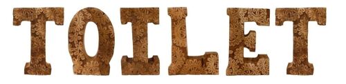 Hand Carved Wooden Flower Letters Toilet