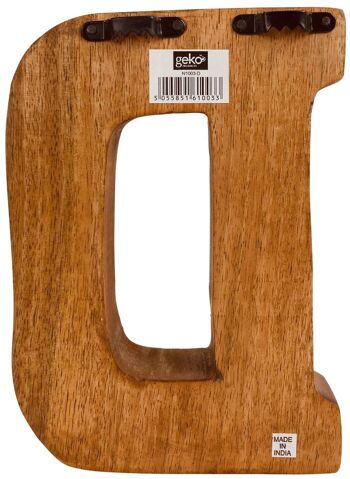 Lettre géométrique en bois sculptée à la main D 3