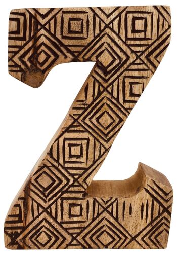 Lettre géométrique en bois sculptée à la main Z 1