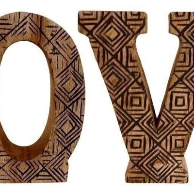 Lettres géométriques en bois sculptées à la main Love