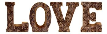 Lettres géométriques en bois sculptées à la main Love 1