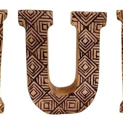 Hand Carved Wooden Geometric Letters Mum