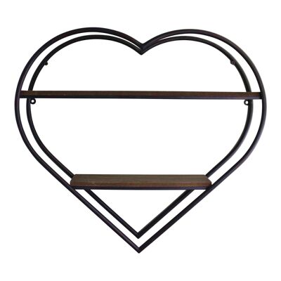 Scaffale a forma di cuore in metallo e legno