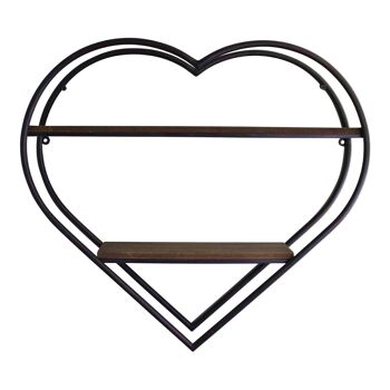 Étagère en métal et bois en forme de cœur 1