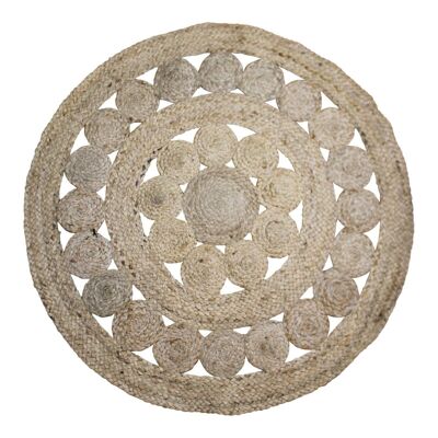 Runder gewebter Teppich aus Jute, Kasbah-Design, 90 cm