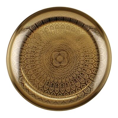 Kasbah Design Dekoratives goldenes Metalltablett