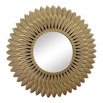 Grand miroir design plumes dorées 1