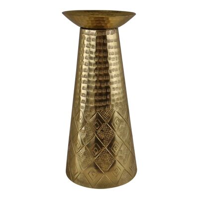 Großer Kerzenhalter im marokkanischen Stil aus goldfarbenem Metall im Kasbah-Stil