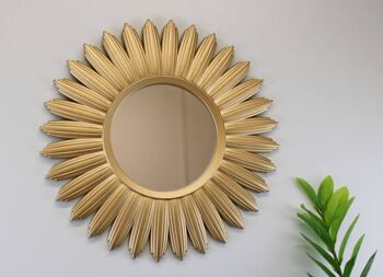 Grand miroir soleil doré 2