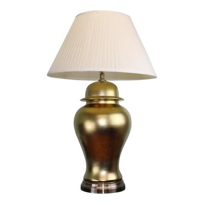 Grande Lampe Céramique Dorée Socle Métal 85cm