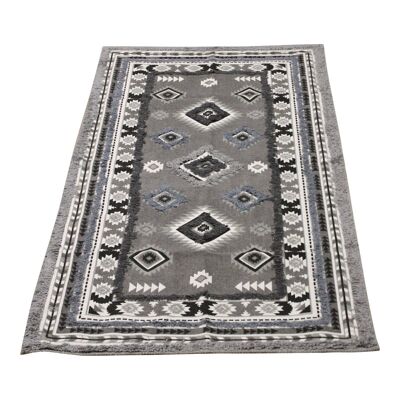 Large Grey Patterned & Tufted Rug, 70x140cm