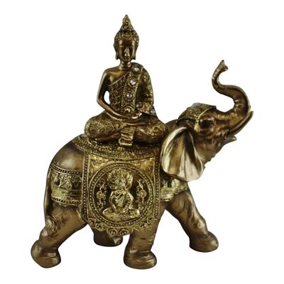 Großer juwelenbesetzter Buddha auf Elefant, 24 cm