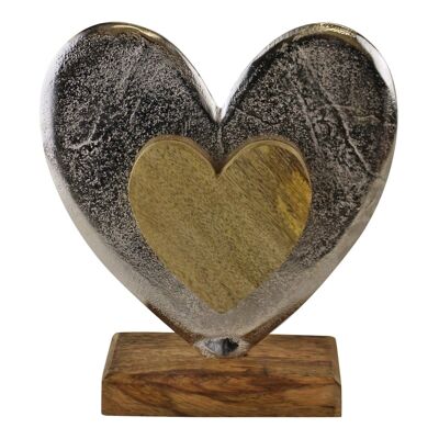 Große stehende Herzdekoration aus Metall und Holz