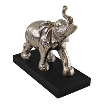 Grand Éléphant Décoratif En Métal Argenté Sur Socle 2