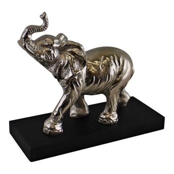 Grand Éléphant Décoratif En Métal Argenté Sur Socle 3