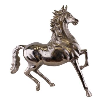 Grand ornement de cheval en métal argenté, 39 cm de haut 2
