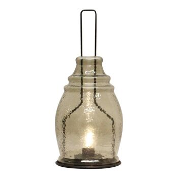Lanterne LED en Verre, Gris & Noir, 35x15cm. 3