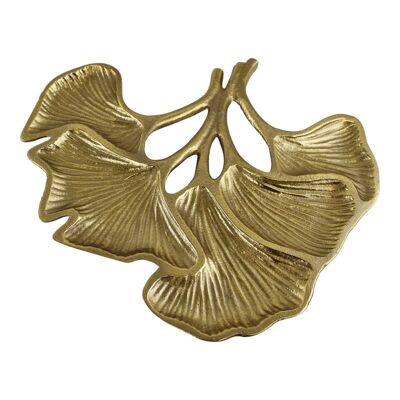 Piatto decorativo in metallo dorato foglia di loto