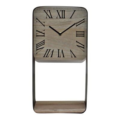 Horloge autoportante en métal avec étagère, 40 cm