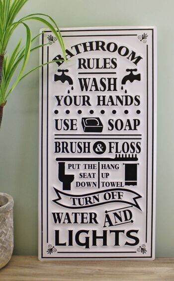 Plaque de règles de salle de bain murale en métal, 60x30cm 2