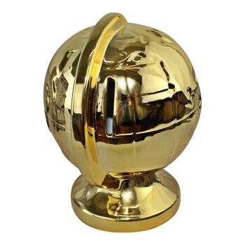 Tirelire style globe en céramique dorée métallisée 2