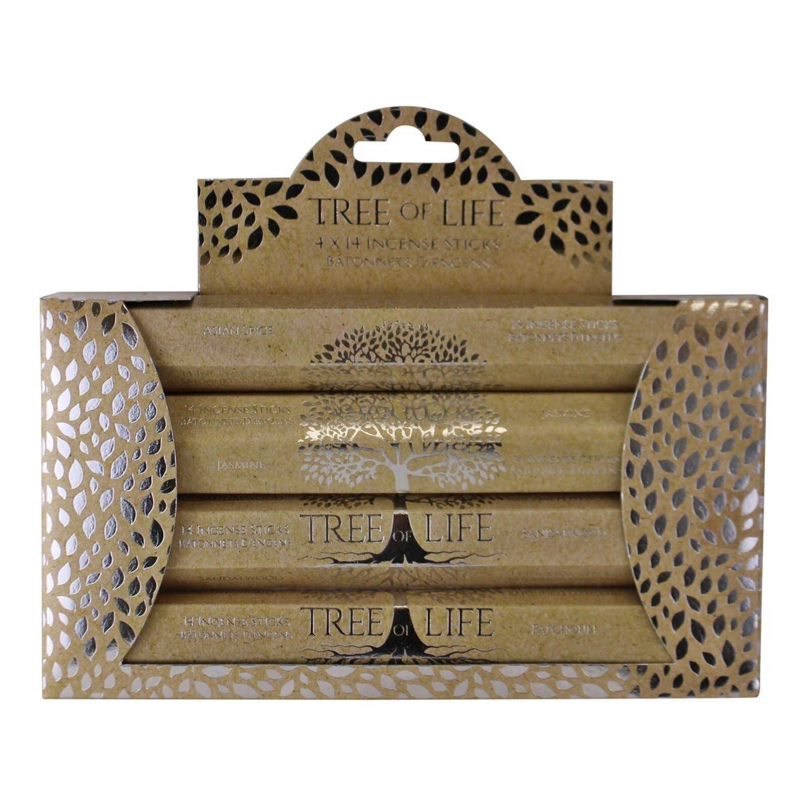 Confezione multipla di 4 scatole assortite di bastoncini di incenso, design albero della vita
