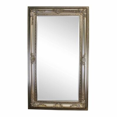 Ornate Silver Framed Wall Mirror With Bevelled Glass, 148x87cm