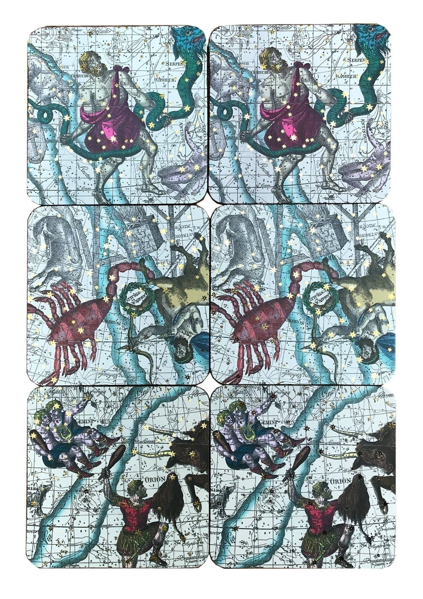 Confezione da sei sottobicchieri di astrologia in confezione regalo