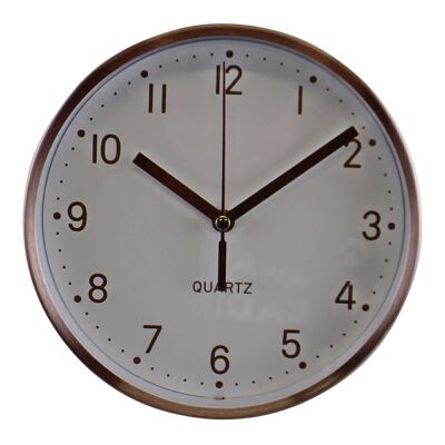 Horloge de table en métal doré rose, diamètre 16 cm