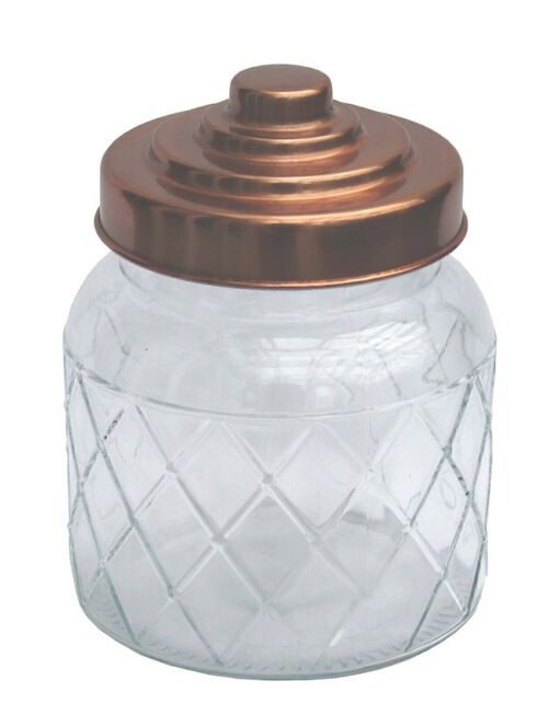 Round Glass Jar With Copper Lid - 5.5 Inch