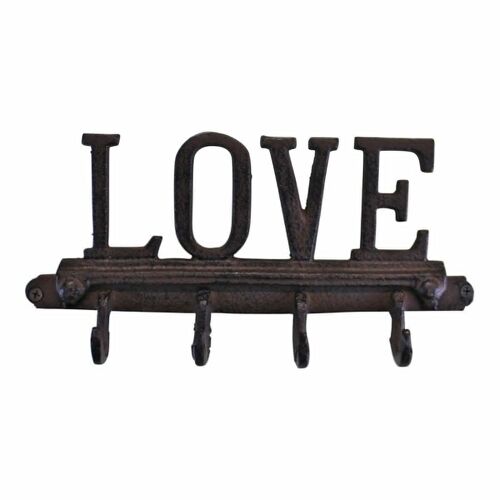 Rustic Cast Iron Wall Hooks, Love Design With 4 Hooks