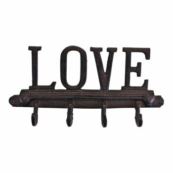 Crochets muraux rustiques en fonte, design d'amour avec 4 crochets 1