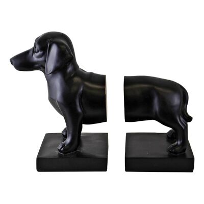 Sujetalibros de perrito salchicha, acabado negro
