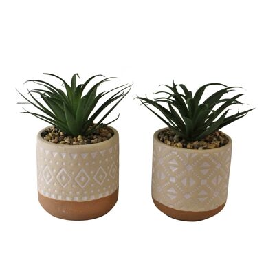 Set of 2 Faux Succulents In Ceramic Pots