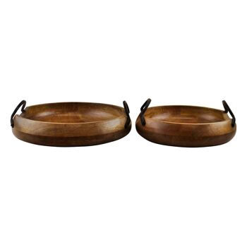 Set de 2 bols en bois de manguier avec anses en métal 3