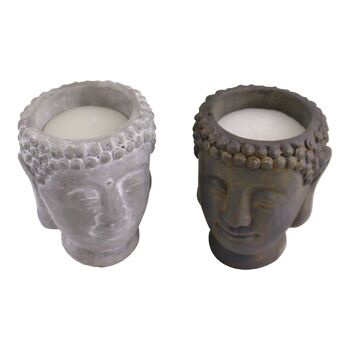 Lot de 2 Petites Bougies Design Bouddha en Ciment 2