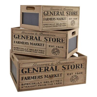 Ensemble de 3 caisses de rangement pour tableau noir General Store