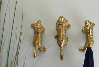 Lot de 3 patères animaux Safari en métal doré 4