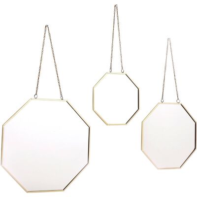 Set mit 3 hängenden geometrischen Spiegeln