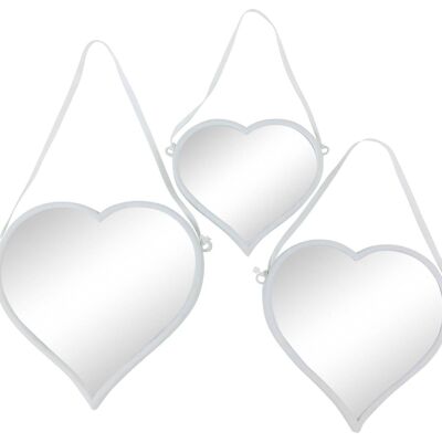 Set di 3 specchietti a forma di cuore sospesi