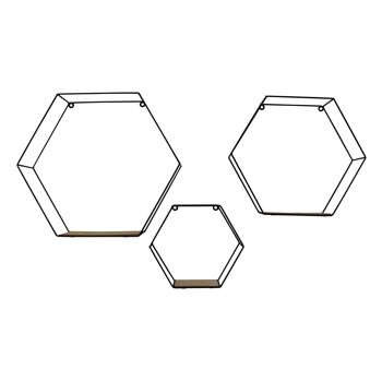 Ensemble de 3 étagères murales hexagonales 2