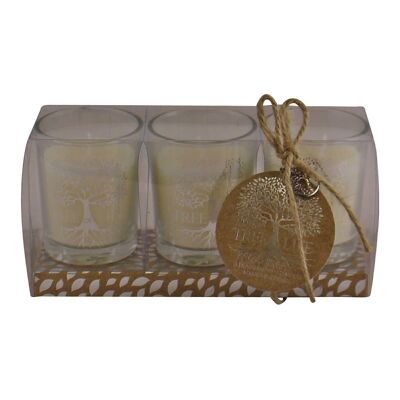 Set Of 3 Tree Of Life Fragranced Votive Candles