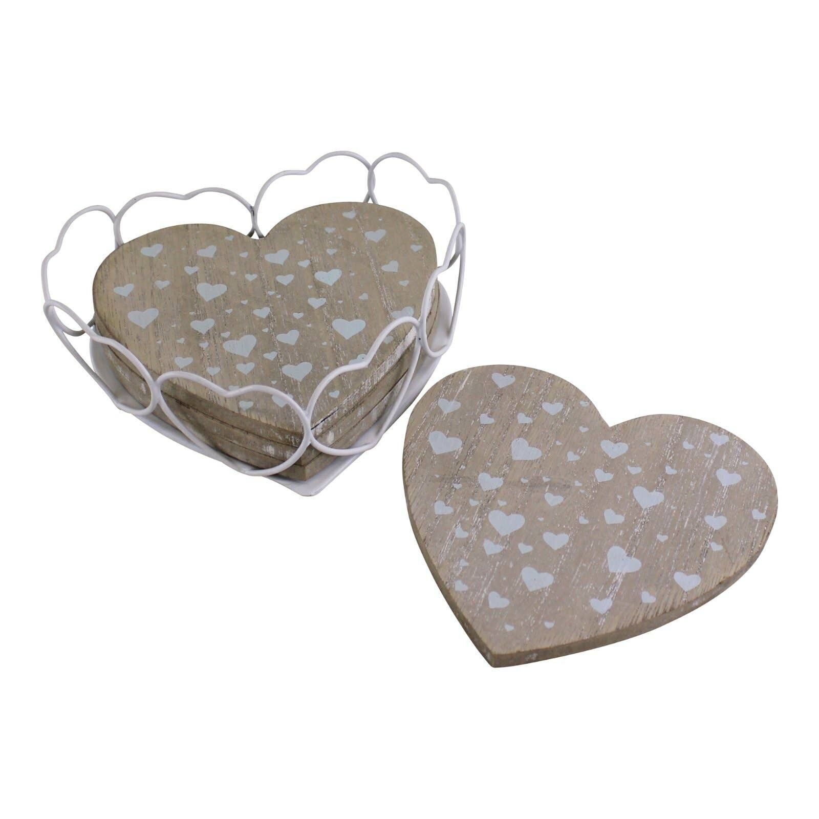 Set di 4 sottobicchieri a forma di cuore in filo metallico