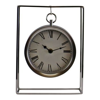 Horloge à suspendre sur pied en métal argenté dans un cadre, 25 cm 1