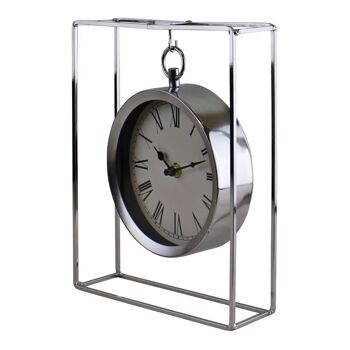 Horloge à suspendre sur pied en métal argenté dans un cadre, 25 cm 2