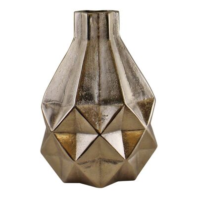Vaso dal design geometrico in metallo argentato, 31 cm