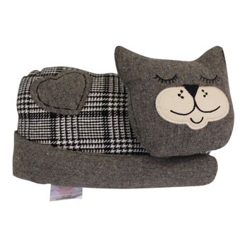 Arrêt de porte en tissu chat endormi, gris 1